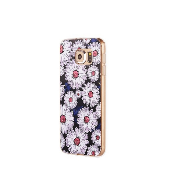 Soft Silicone Gel TPU Case Special 3D Relief Printing Pattern Back Cover for Samsung Galaxy S6 daisies